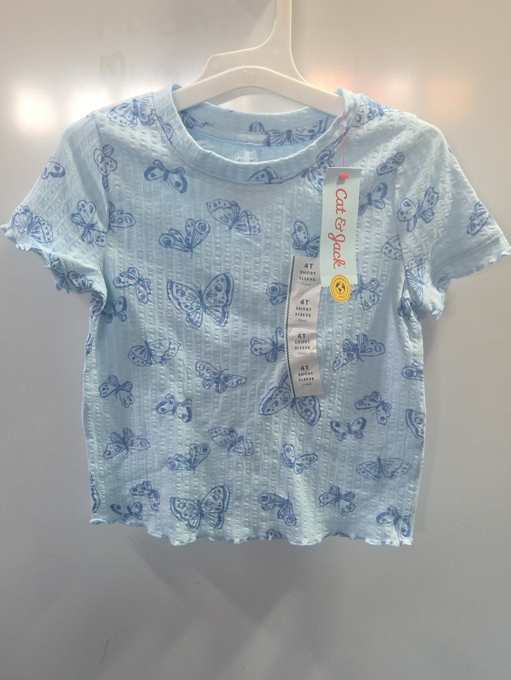 Cat & Jack Light Blue Butterfly Short Sleeve Tee 4T